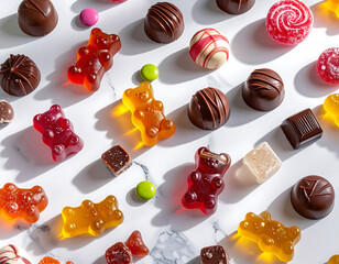 chocolate candies isolated on white background