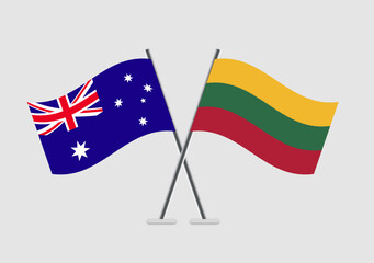 Australia and Lithuania vector flags illustrated in simple unity