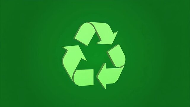 Recycle Symbol Animation on Green Background - Seamless Loop.