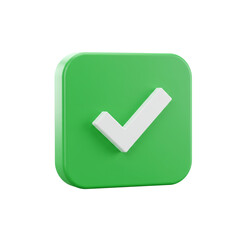 Green Checkmark Success Icon Isolated on Transparent Background 