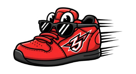 Cool Red Sneaker Cartoon Character