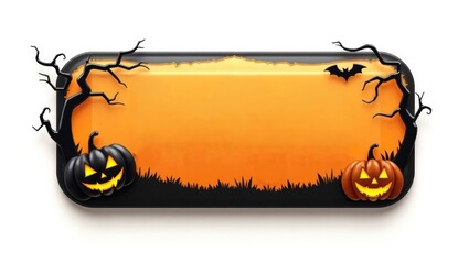 Halloween themed banner with pumpkins and bats in a spooky setting perfect for seasonal celebrations