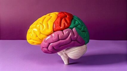 Colorful brain model showcasing different lobes and functions