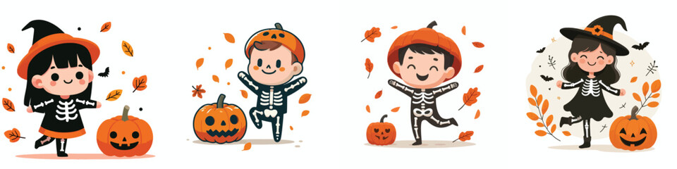 vector little person halloween celebration bone costume