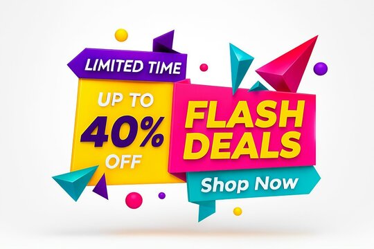 Vibrant flash deals and limited time offer with up to 40 percent off discount