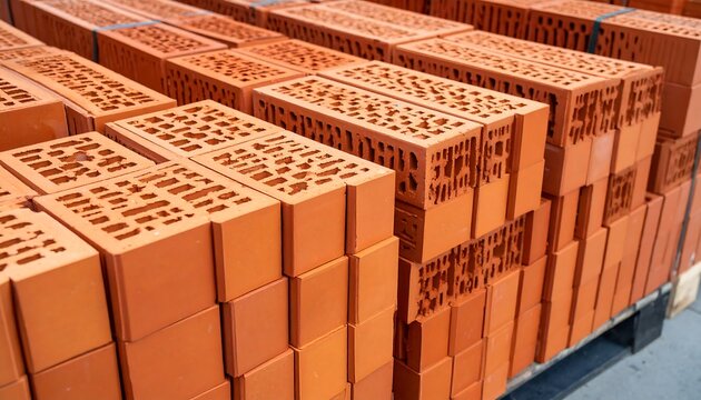 Stacked terracotta building bricks