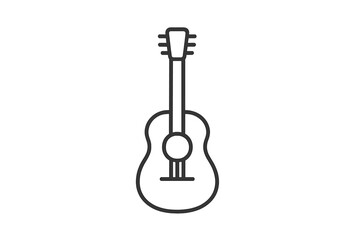 Acoustic guitar line icon. Simple musical instrument symbol for music concepts like concert, melody, or sound. Classic string instrument vector for web, app, or logo design.