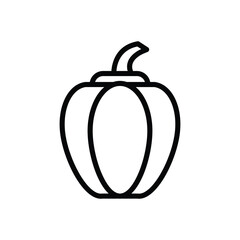 Line drawing of a pumpkin or bell pepper with a stem