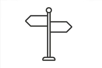 Roadpost sign pointing left and right. Vector line icon for choice, direction, and decision. Crossroads metaphor for strategy, options, business alternatives, and path.