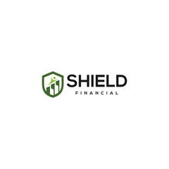Finance logo with shield and growth arrow, perfect for investment, banking, and financial protection themes, etc.