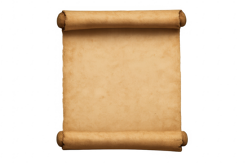 Old blank parchment scroll with transparent background