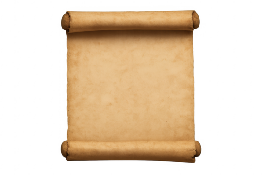Old blank parchment scroll with transparent background