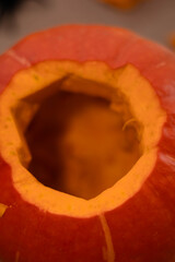 Carved pumpkin ready for Halloween decorations and festivities