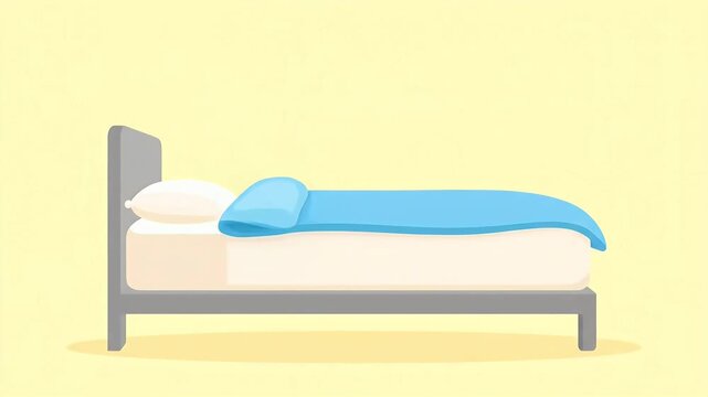 Cozy Bed with Pillow and Blanket in a Bedroom.