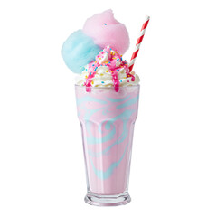 Freakshake milkshake with cotton candy and sprinkles