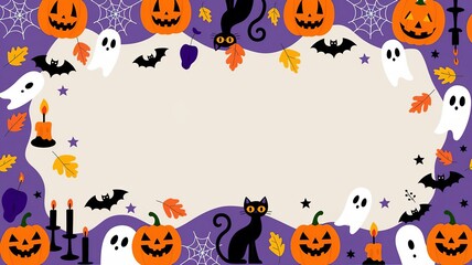 hires for Halloween background and presentation 16 9 size with items and decoration with gifts, accessories and bats pumpkin Candles Ghost 