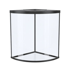 Empty corner glass aquarium fish tank