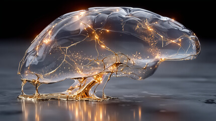 A piece of art made of liquid that is reflecting light