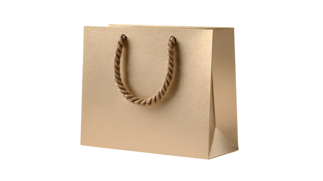 brown paper shopping bag mockup 3d render icon in cartoon plastic style minimal isolated on transparent white background