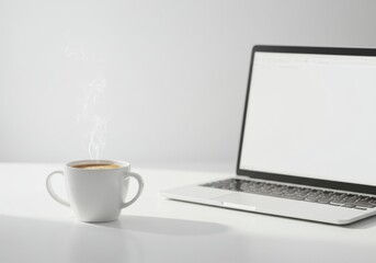 Coffee Cup on Desk with Laptop