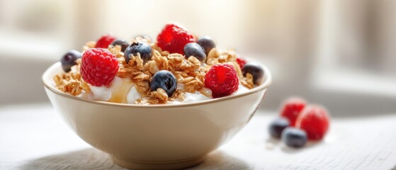 The Yogurt Bowl with Granola and Fresh Berries for a Healthy Breakfast