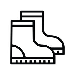 Two wellington boots One overlaps the other Both are black outlines with a white interior
