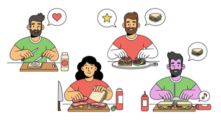 People Preparing Food: Diverse Individuals Cooking and Enjoying Meal Preparation.