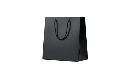 blank black shopping bag template isolated on transparent white background