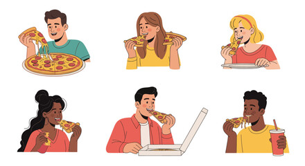 Diverse Group of People Enjoying Slices of Pizza.