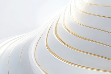 Abstract white wave with gold lines isolated on white background