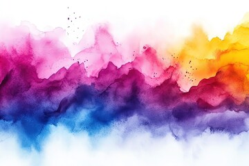 Colorful watercolor abstract background with vibrant hues isolated on white background