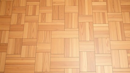 Naklejka premium Natural wooden parquet floor showing geometric pattern detail.