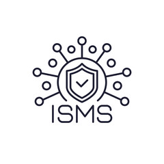 Obraz premium ISMS line icon, Information security management system vector
