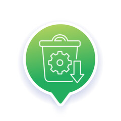 reduce waste line icon with trash bin, waste reduction design