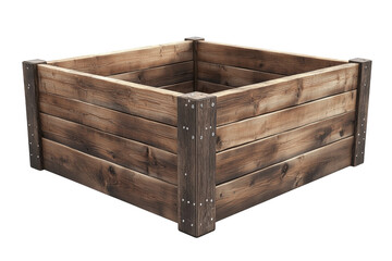 Rustic wooden planter box isolated on a transparent background