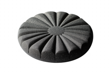 Textured dark gray radial object isolated on a transparent background