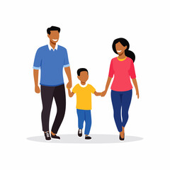 Fototapeta premium mother and father walking with child, vector illustration