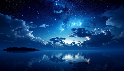Starry night over tranquil water