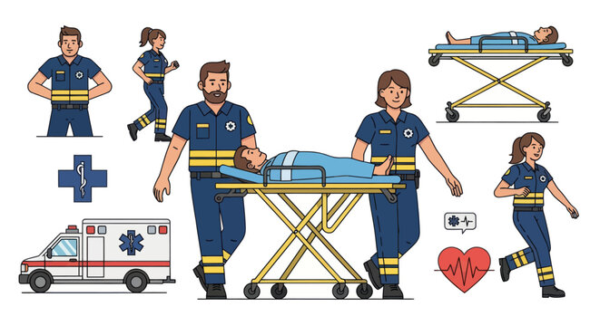 Emergency Medical Responders and Ambulance Team in Action.