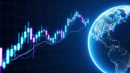 Global financial market data with earth overlay - Powered by Adobe