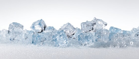 The Ice Crystals Array on Snowfield Under Clear Winter Light