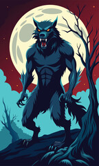 werewolf howling under full moon wallpaper.