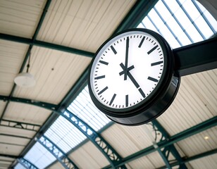 Station clock under a roof