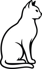 This elegant line art illustration features the profile of a seated cat, showcasing its graceful form and distinct features.