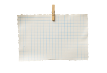 Torn graph paper with a wooden clip, perfect for notes, reminders, or creative projects