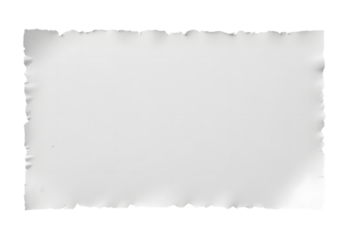 Versatile blank white paper with distressed, ragged edges on an isolated background, perfect for adding a vintage or antique aesthetic to creative design projects and digital layouts