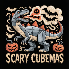 Scary Cubemas Dinosaur Halloween Design