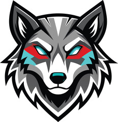  wolf head symbol with striped.