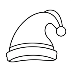 Classic Santa Claus Hat Line Drawing—Use in Holiday Decorations, Christmas Crafts, Greeting Cards, and Festive Projects