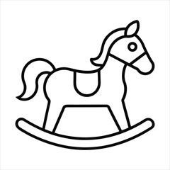 Classic Rocking Horse Toy Outline—Use in Children’s Play Designs, Nostalgic Childhood Projects, Greeting Cards, and Kids’ Decorations